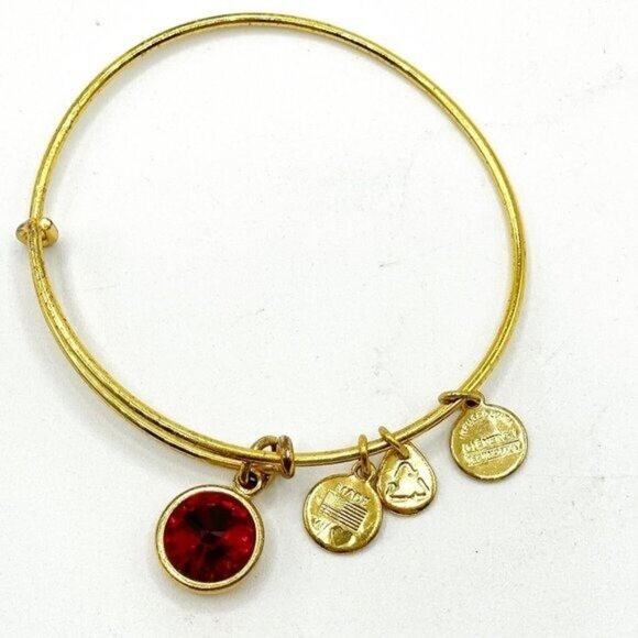 Alex and Ani January Scarlet Birthstone Swarovski® Crystal Bangle Bracelet Gold - Picture 1 of 4
